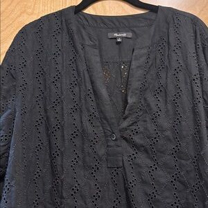 Madewell black eyelet top